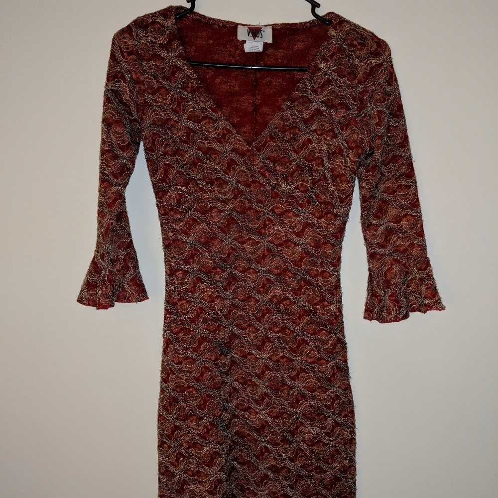 Above the knee little embroidered red dress